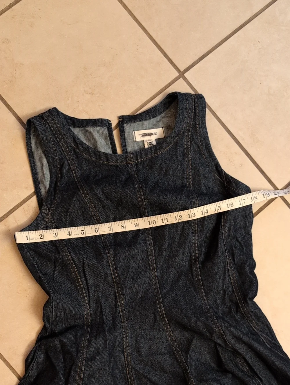 NWT Madewell Airy Denim Circle Mini Dress Rinse Wash Blue Size L - Picture 5 of 13